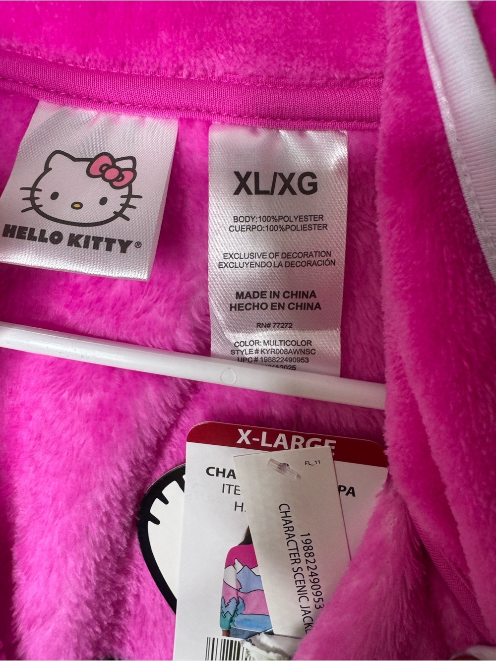 Hello Kitty Pink Multicolor Plush Zip-Up Jacket - Picture 2 of 3